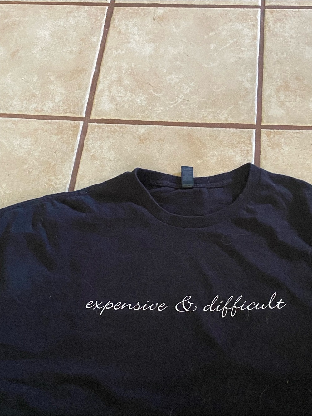 Black Graphic Crewneck T‑Shirt - "expensive & difficult" Size 4X